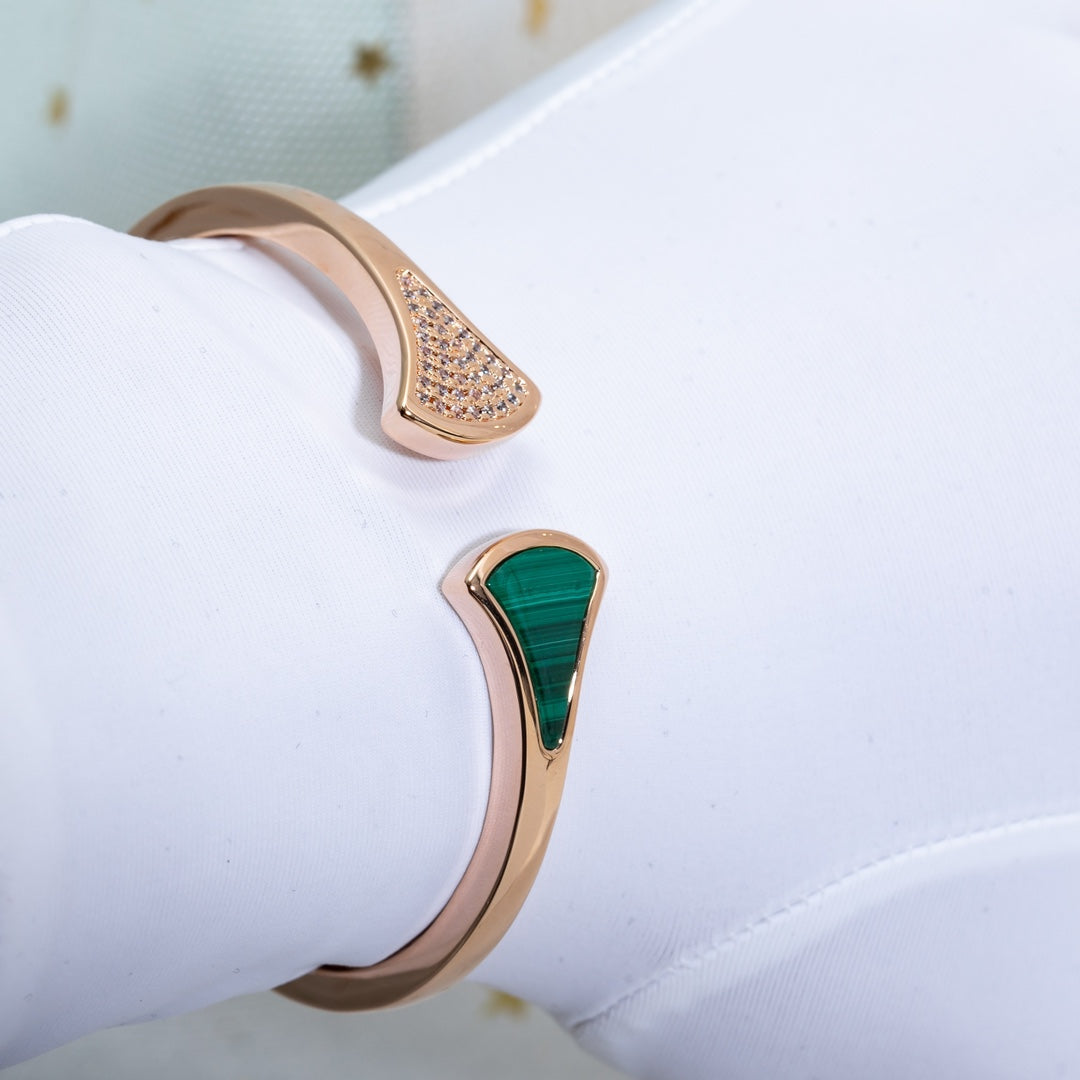 [Royal Jewelry]DREAM BRACELET OPEN MALACHITE PINK GOLD