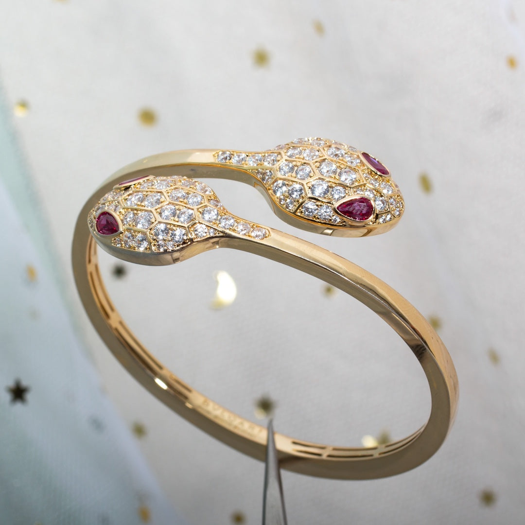 [Royal Jewelry]SERPENTI BRACELET PINK GOLD DIAMOND DOUBLE SNAKE