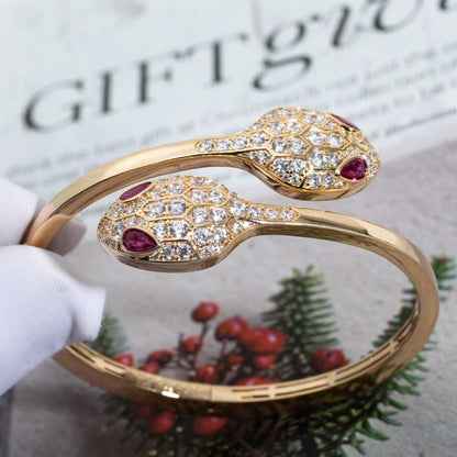 [Royal Jewelry]SERPENTI BRACELET PINK GOLD DIAMOND DOUBLE SNAKE