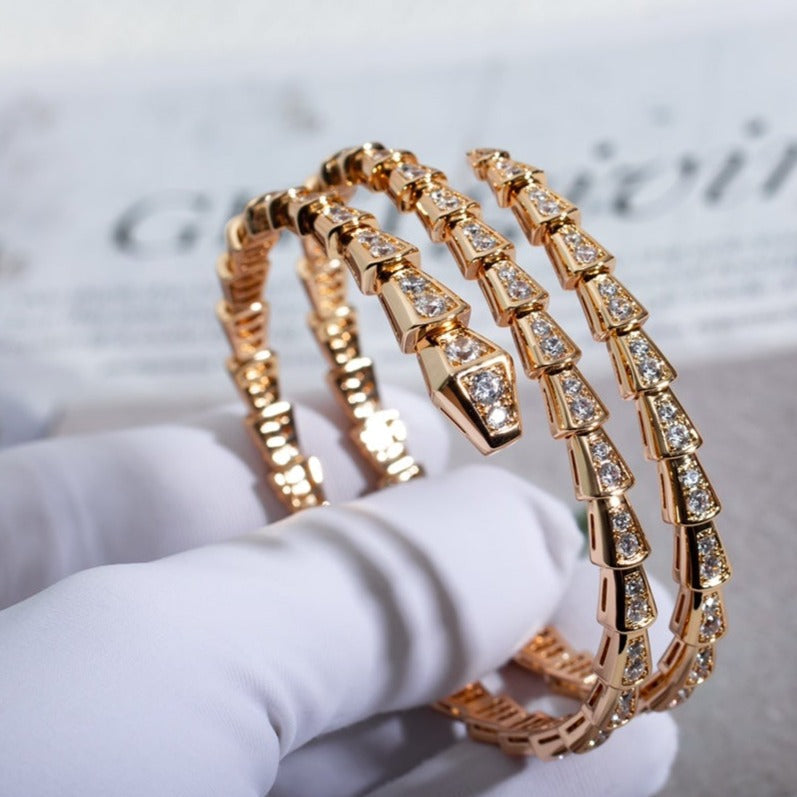 [Royal Jewelry]SERPENTI BRACELET PINK GOLD DIAMOND DOUBLE ROW