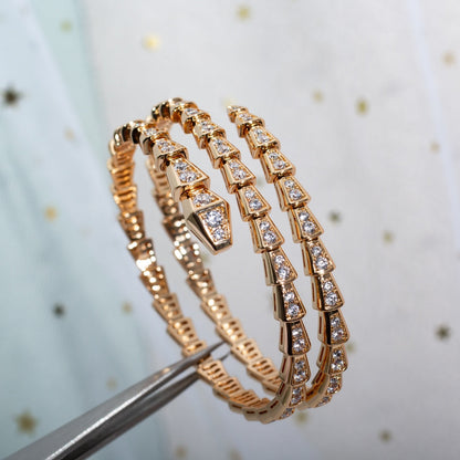 [Royal Jewelry]SERPENTI BRACELET PINK GOLD DIAMOND DOUBLE ROW