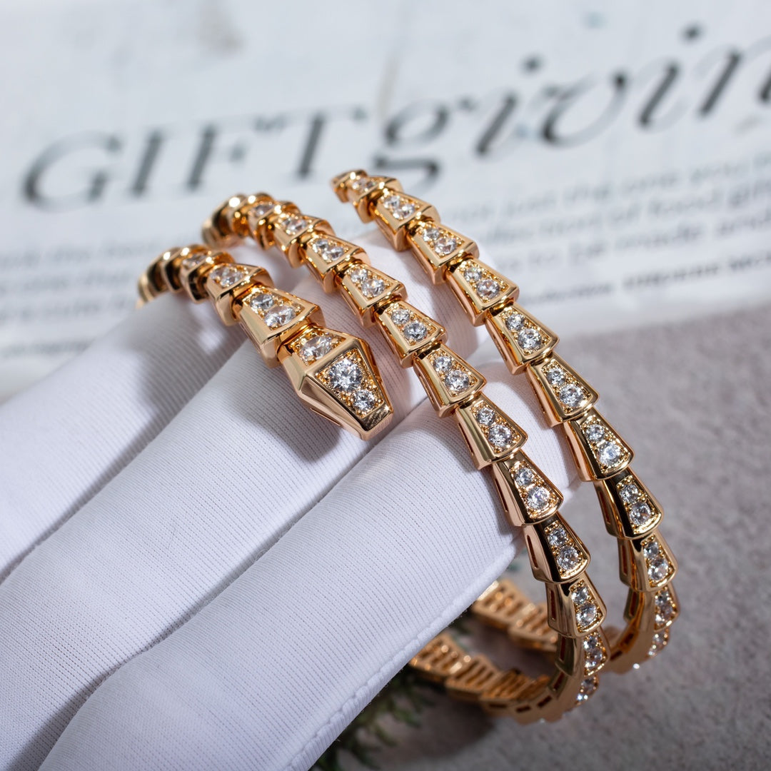 [Royal Jewelry]SERPENTI BRACELET PINK GOLD DIAMOND DOUBLE ROW