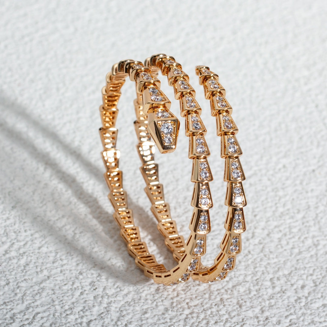 [Royal Jewelry]SERPENTI BRACELET PINK GOLD DIAMOND DOUBLE ROW
