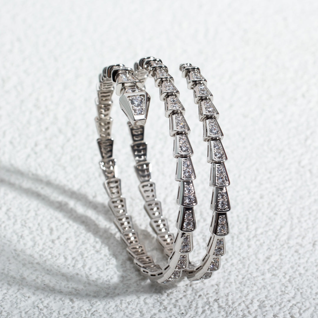 [Royal Jewelry]SERPENTI BRACELET SILVER DIAMOND DOUBLE ROW