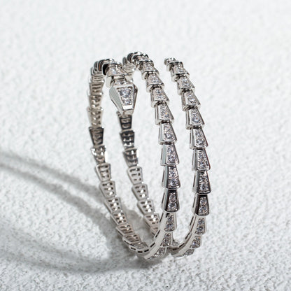 [Royal Jewelry]SERPENTI BRACELET SILVER DIAMOND DOUBLE ROW