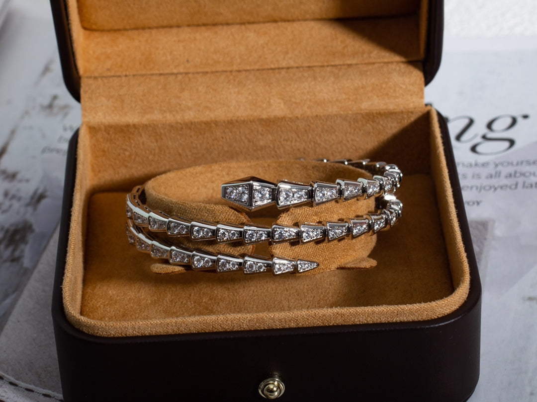 [Royal Jewelry]SERPENTI BRACELET SILVER DIAMOND DOUBLE ROW