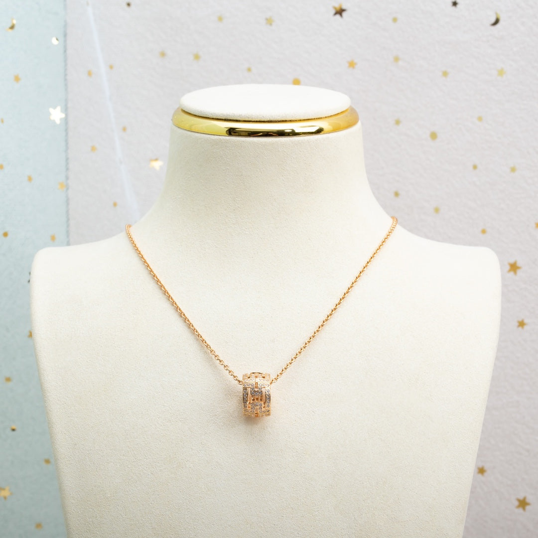 [Royal Jewelry]PARENTESI NECKLACE PINK GOLD DIAMOND