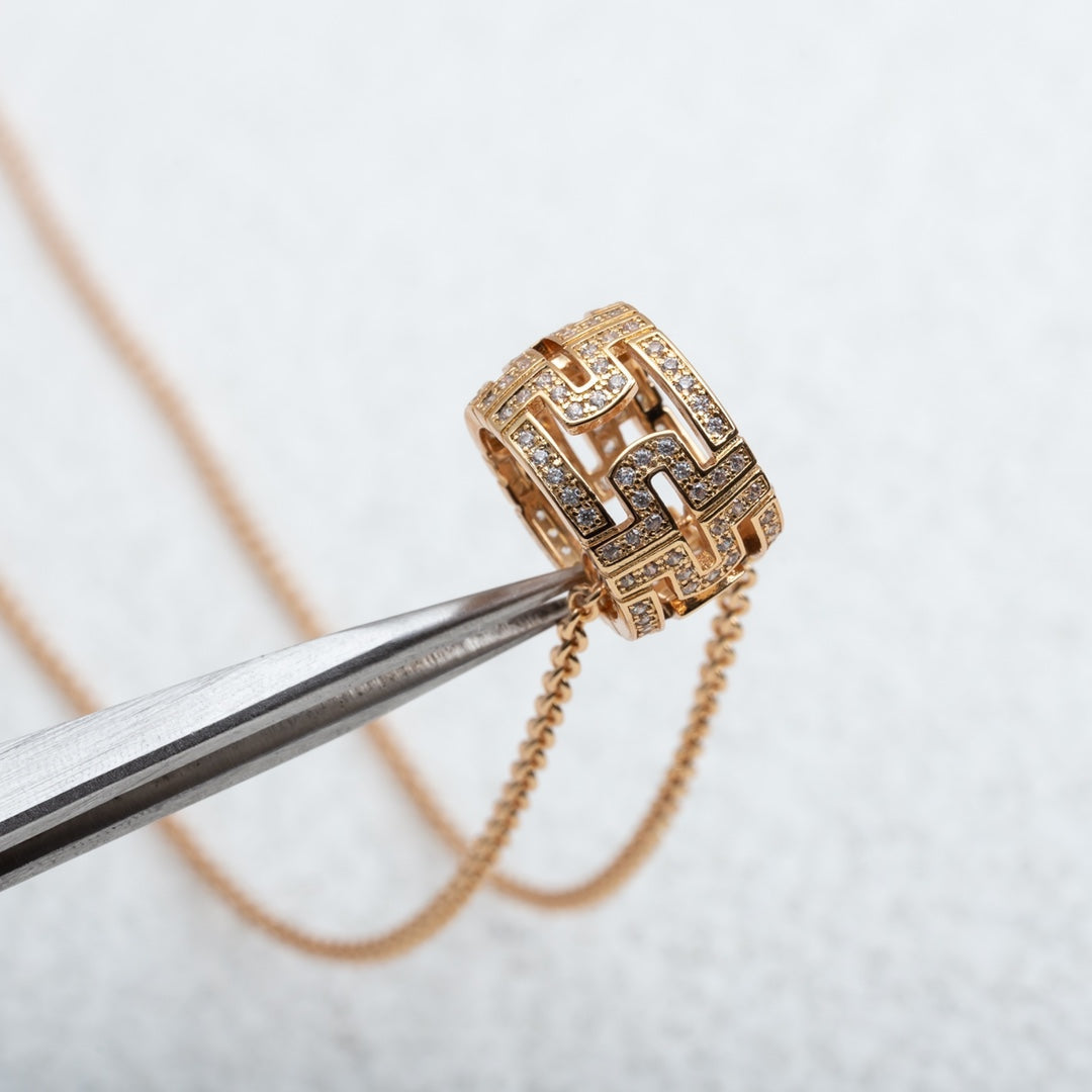 [Royal Jewelry]PARENTESI NECKLACE PINK GOLD DIAMOND