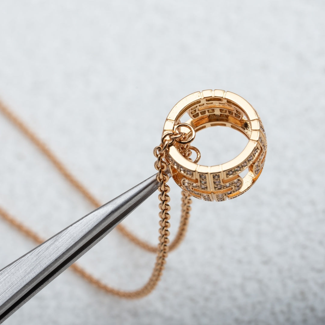 [Royal Jewelry]PARENTESI NECKLACE PINK GOLD DIAMOND