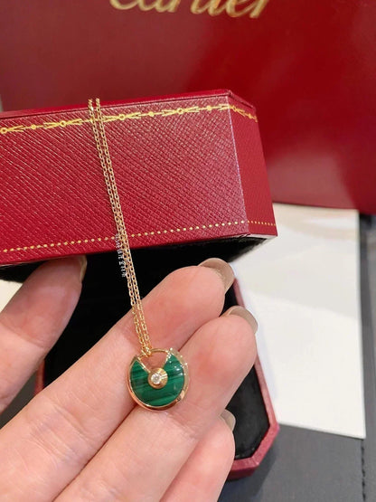 [Royal Jewelry]AMULETTE ROSE GOLD MALACHITE NECKLACE