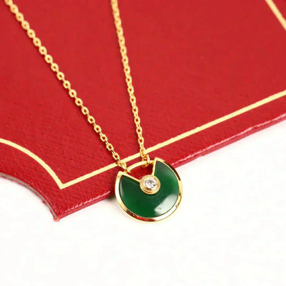 [Royal Jewelry]AMULETTE GOLD MALACHITE NECKLACE