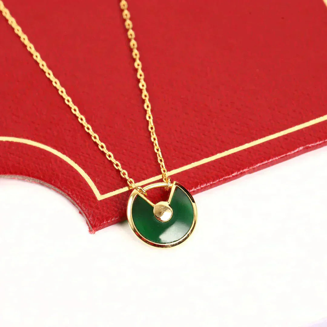 [Royal Jewelry]AMULETTE GOLD MALACHITE NECKLACE