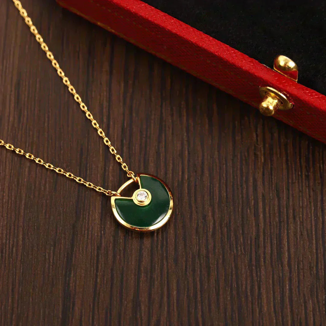 [Royal Jewelry]AMULETTE GOLD MALACHITE NECKLACE