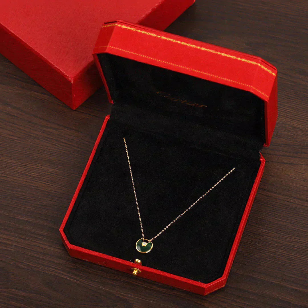 [Royal Jewelry]AMULETTE GOLD MALACHITE NECKLACE