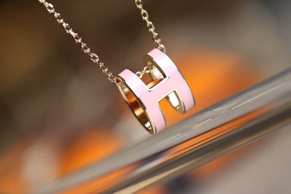 [Royal Jewelry]POP H PEDANT PINK GOLD