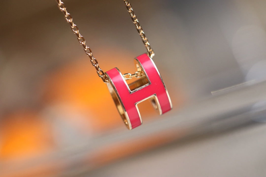 [Royal Jewelry]POP H PEDANT PINK GOLD