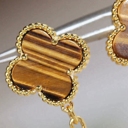 [Royal Jewelry]CLOVER  2 MOTIF  TIGER EYE CARNELIAN EARRINGS
