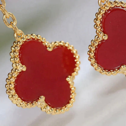 [Royal Jewelry]CLOVER  2 MOTIF  TIGER EYE CARNELIAN EARRINGS