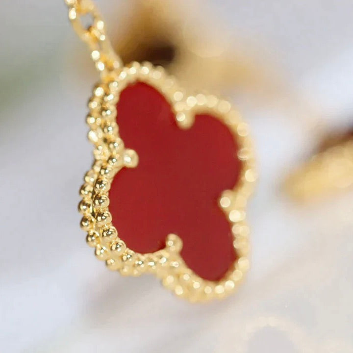 [Royal Jewelry]CLOVER  2 MOTIF  TIGER EYE CARNELIAN EARRINGS
