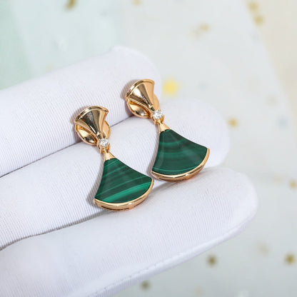 [Royal Jewelry]DREAM MALACHITE PINK GOLD EARRINGS