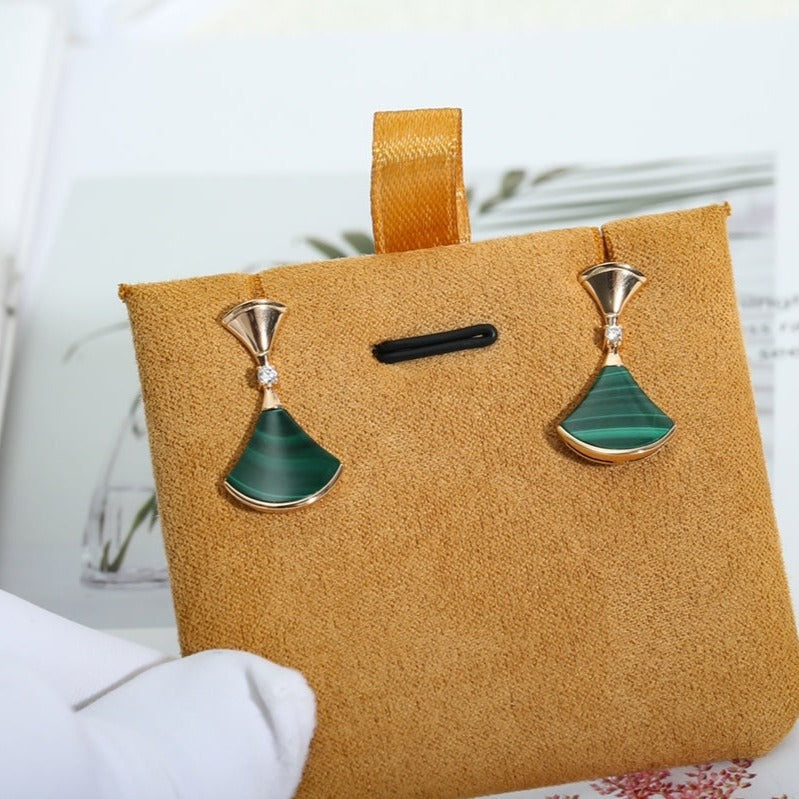 [Royal Jewelry]DREAM MALACHITE PINK GOLD EARRINGS