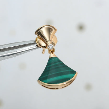 [Royal Jewelry]DREAM MALACHITE PINK GOLD EARRINGS