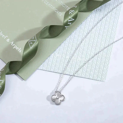 [Royal Jewelry]CLOVER  15MM DIAMOND LASER NECKLACE SILVER