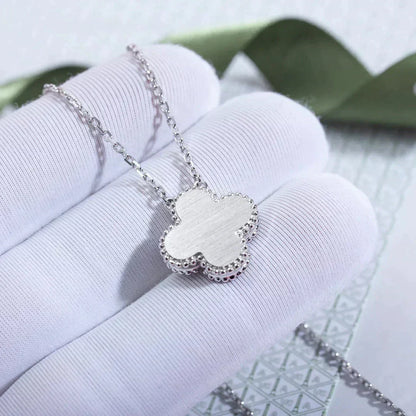 [Royal Jewelry]CLOVER  15MM DIAMOND LASER NECKLACE SILVER