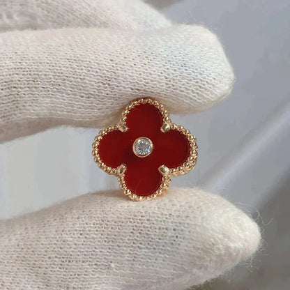 [Royal Jewelry]CLOVER MEDIUM 1 MOTIFS CARNELIAN  DIAMOND earrings