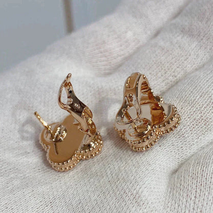 [Royal Jewelry]CLOVER MEDIUM 1 MOTIFS CARNELIAN  DIAMOND earrings