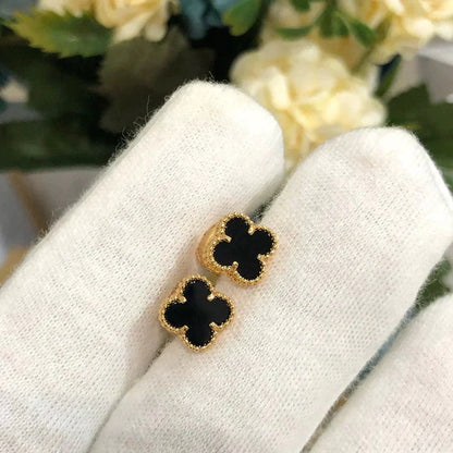 [Royal Jewelry]CLOVER MINI 9.5MM BLACK MOP EARRINGS
