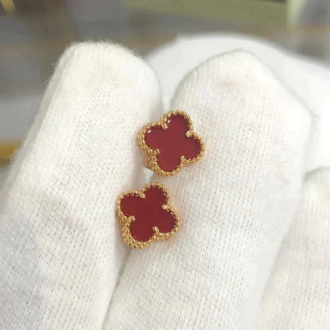 [Royal Jewelry]CLOVER MINI 9.5MM CARNELIAN EARRINGS