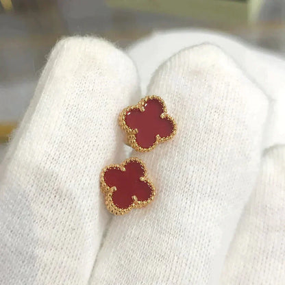 [Royal Jewelry]CLOVER MINI 9.5MM CARNELIAN EARRINGS
