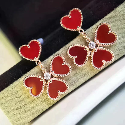 [Royal Jewelry]SWEET CLOVER CARNELIAN EARRINGS