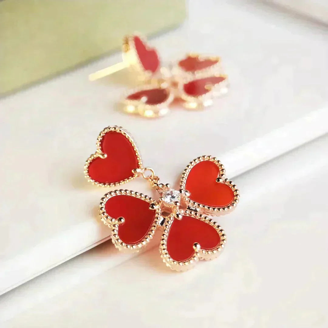 [Royal Jewelry]SWEET CLOVER CARNELIAN EARRINGS
