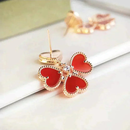 [Royal Jewelry]SWEET CLOVER CARNELIAN EARRINGS