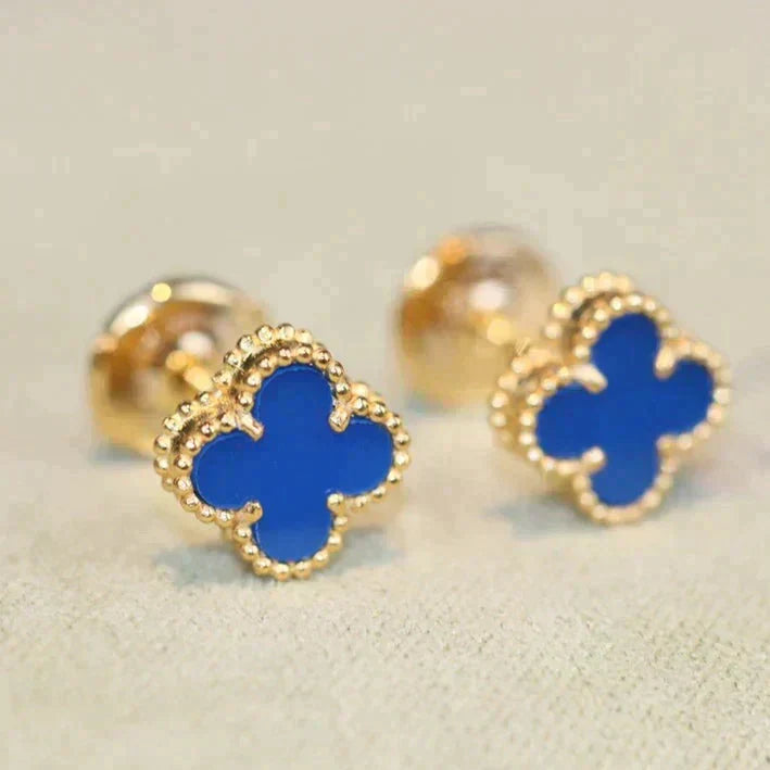 [Royal Jewelry]CLOVER MINI 9.5MM TURQUOISE EARRINGS