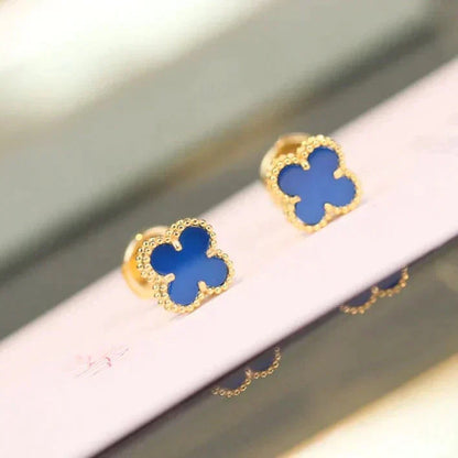 [Royal Jewelry]CLOVER MINI 9.5MM TURQUOISE EARRINGS