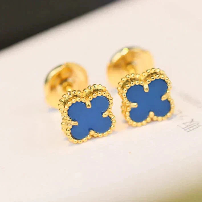 [Royal Jewelry]CLOVER MINI 9.5MM TURQUOISE EARRINGS