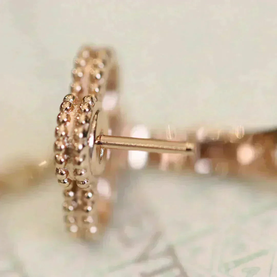 [Royal Jewelry]CLOVER MEDIUM 1 MOTIFS FUll DIAMOND EARRINGS