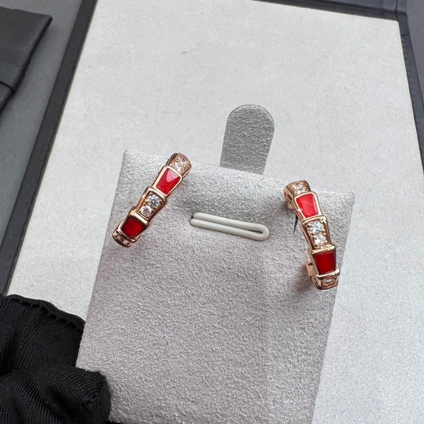 [Royal Jewelry]SERPENTI CARNELIAN PINK GOLD EARRINGS