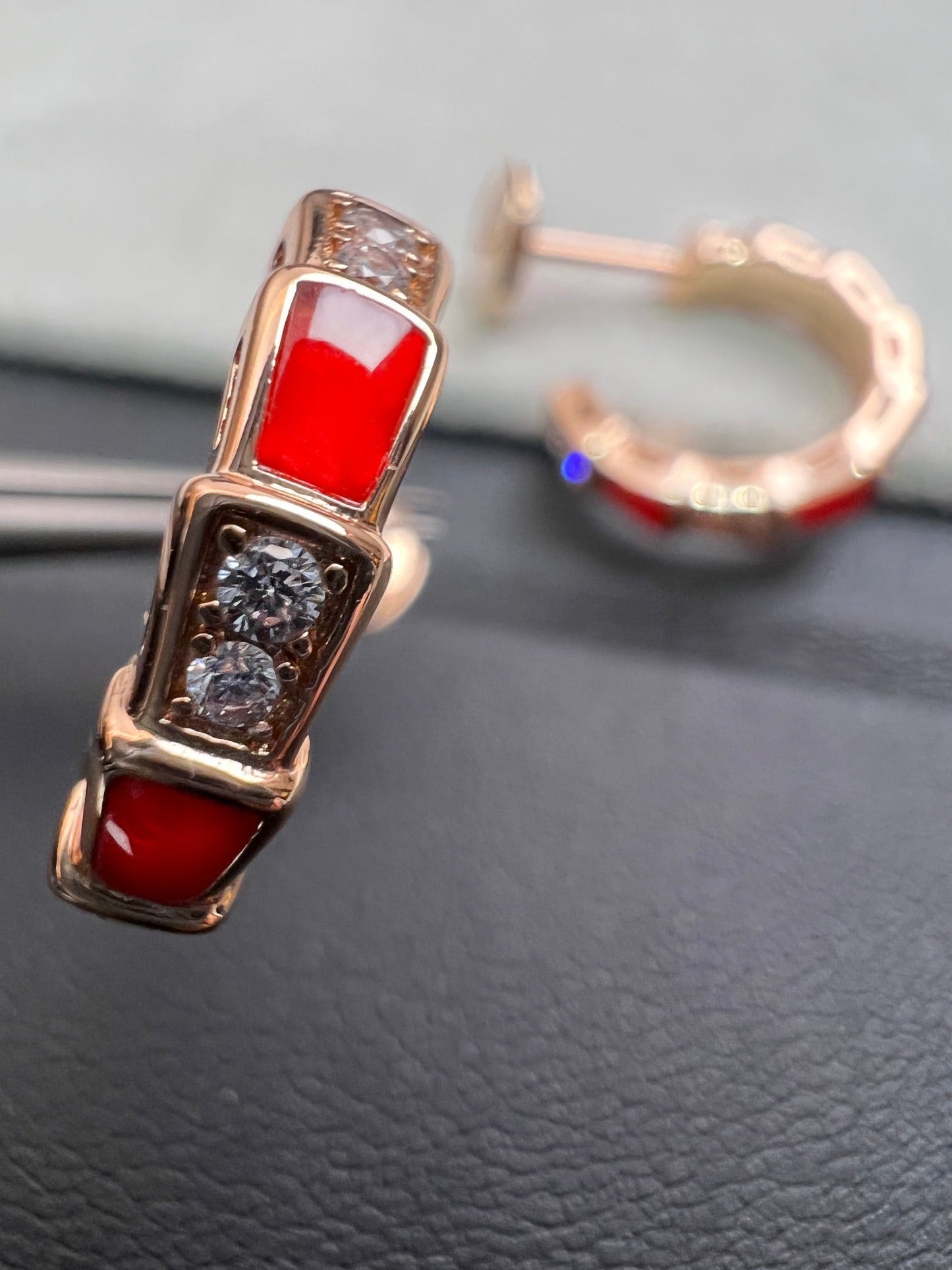 [Royal Jewelry]SERPENTI CARNELIAN PINK GOLD EARRINGS