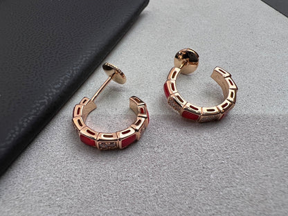 [Royal Jewelry]SERPENTI CARNELIAN PINK GOLD EARRINGS