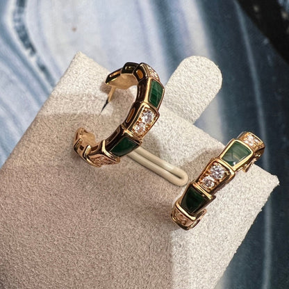 [Royal Jewelry]SERPENTI MALACHITE PINK GOLD EARRINGS