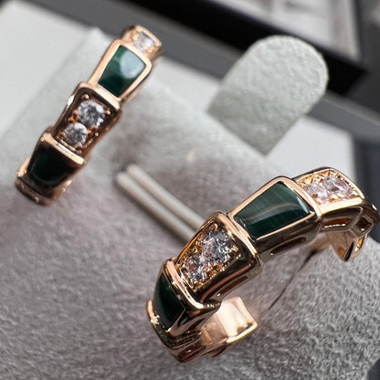 [Royal Jewelry]SERPENTI MALACHITE PINK GOLD EARRINGS