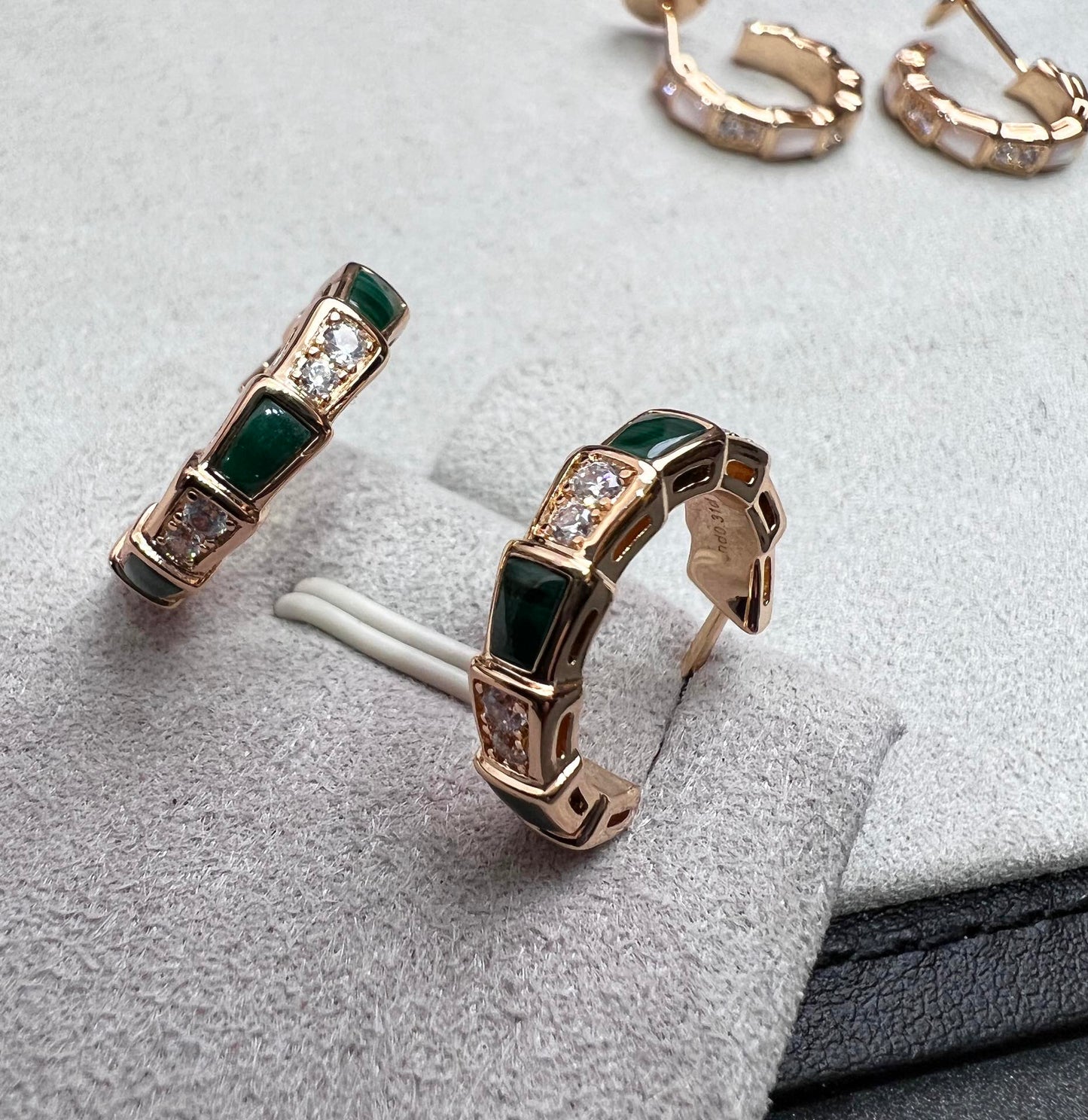 [Royal Jewelry]SERPENTI MALACHITE PINK GOLD EARRINGS