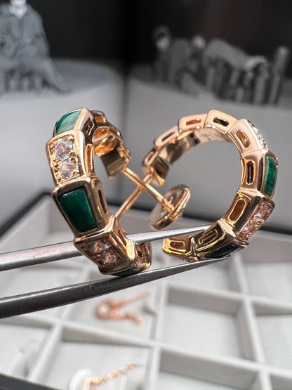 [Royal Jewelry]SERPENTI MALACHITE PINK GOLD EARRINGS