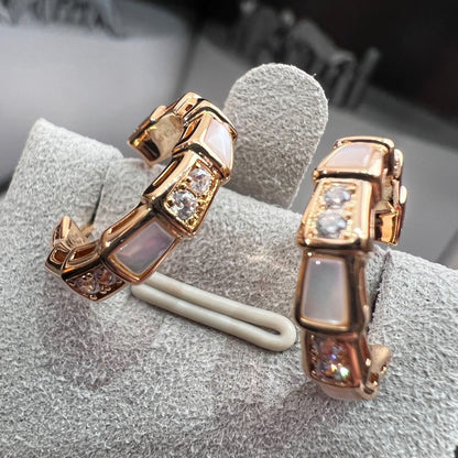[Royal Jewelry]SERPENTI MOP PINK GOLD EARRINGS
