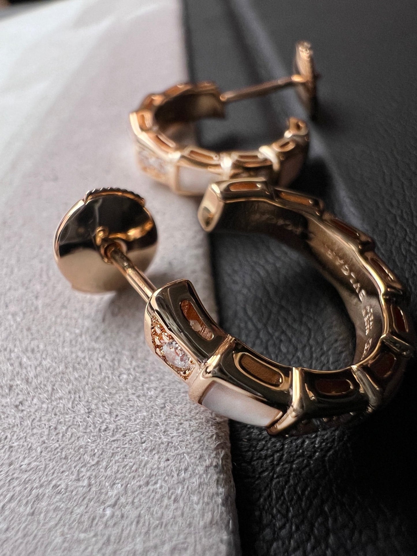 [Royal Jewelry]SERPENTI MOP PINK GOLD EARRINGS
