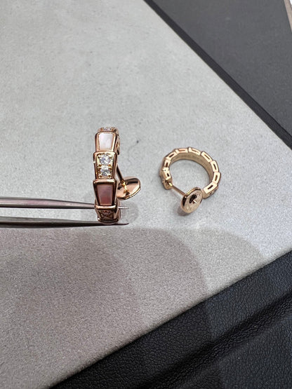 [Royal Jewelry]SERPENTI MOP PINK GOLD EARRINGS